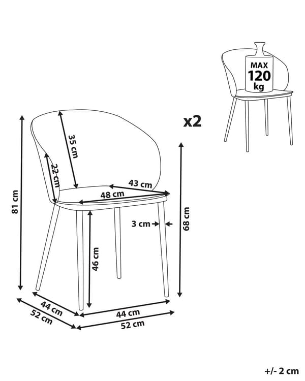Set av 2 Matstolar Svart Syntetiskt Material Metallben Modern Vardagsrum