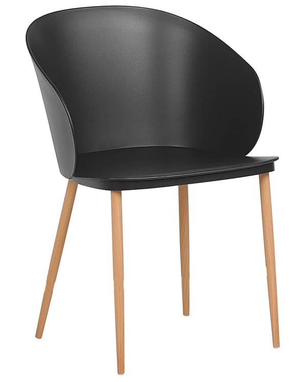 Set av 2 Matstolar Svart Syntetiskt Material Metallben Modern Vardagsrum