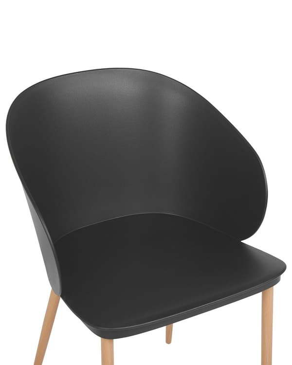 Set av 2 Matstolar Svart Syntetiskt Material Metallben Modern Vardagsrum