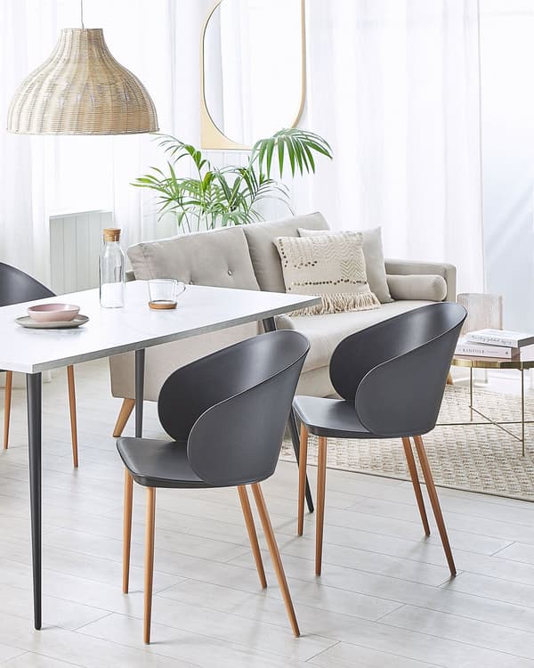 Set av 2 Matstolar Svart Syntetiskt Material Metallben Modern Vardagsrum