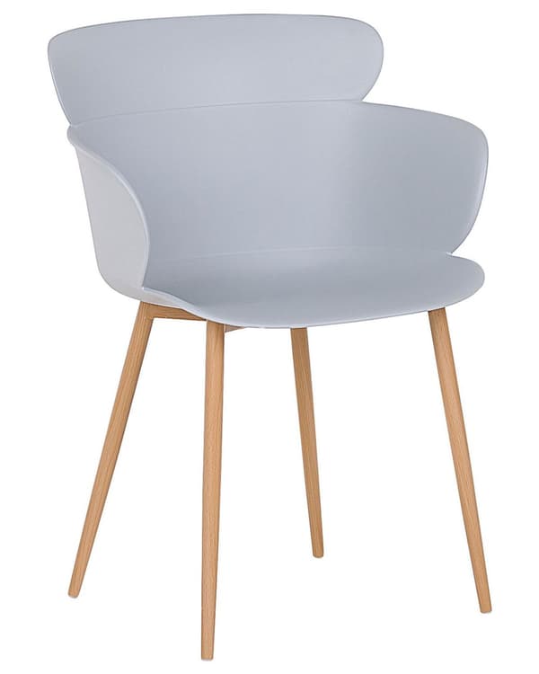 Set av 2 Matstolar Grå Syntetiskt Material Metallben Ergonomiskt Ryggstöd Modern Vardagsrum