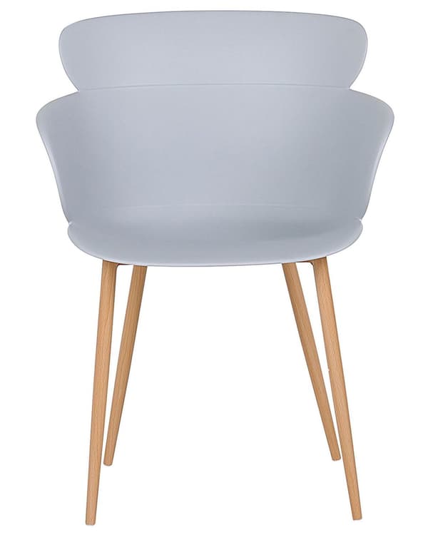 Set av 2 Matstolar Grå Syntetiskt Material Metallben Ergonomiskt Ryggstöd Modern Vardagsrum