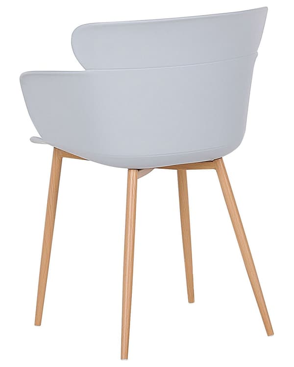 Set av 2 Matstolar Grå Syntetiskt Material Metallben Ergonomiskt Ryggstöd Modern Vardagsrum