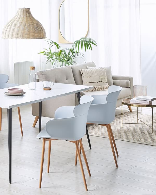 Set av 2 Matstolar Grå Syntetiskt Material Metallben Ergonomiskt Ryggstöd Modern Vardagsrum