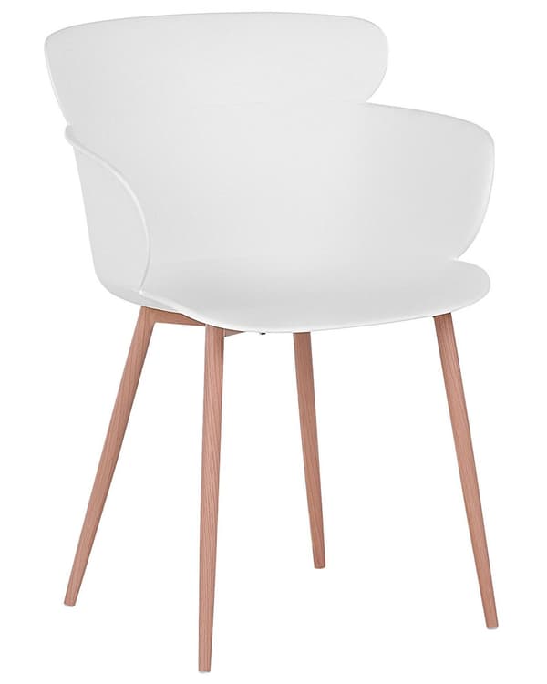Set av 2 Matstolar Vit Syntetiskt Material Metallben Ergonomiskt Ryggstöd Modern Vardagsrum