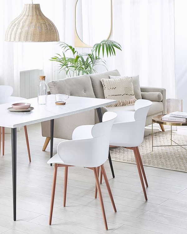 Set av 2 Matstolar Vit Syntetiskt Material Metallben Ergonomiskt Ryggstöd Modern Vardagsrum