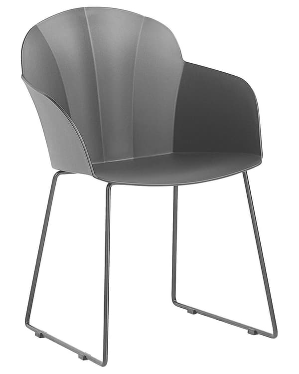 Set av 2 Matstolar Svart Syntetiskt Material Svarta Metallben Formad Ryggstöd Modern Vardagsrum