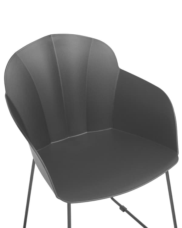 Set av 2 Matstolar Svart Syntetiskt Material Svarta Metallben Formad Ryggstöd Modern Vardagsrum