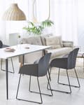 Miniatyrbild 2 av 9: Set av 2 Matstolar Svart Syntetiskt Material Svarta Metallben Formad Ryggstöd Modern Vardagsrum