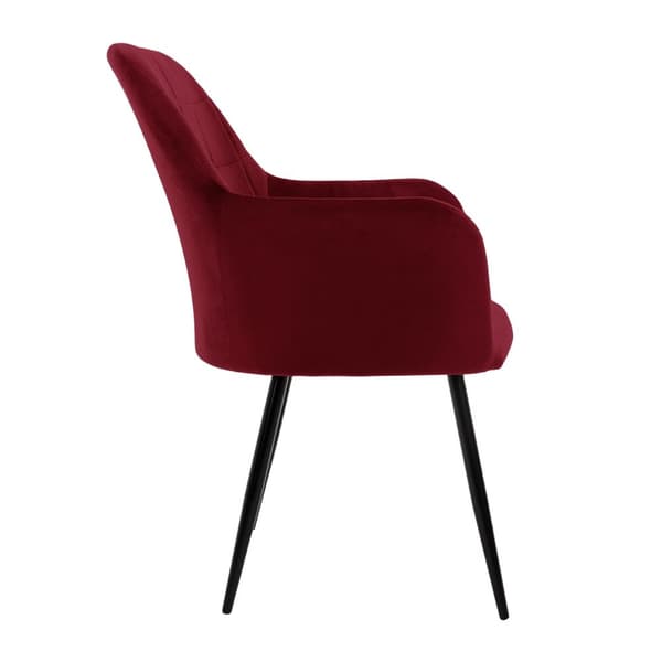 ECD Germany sarja 2 Ruokapöydän tuolit Ruokapöydän tuoli selän ja käsivarren Bordeaux velvet istuin metallivarret keittiötuolit keittiö tuoli olohuone