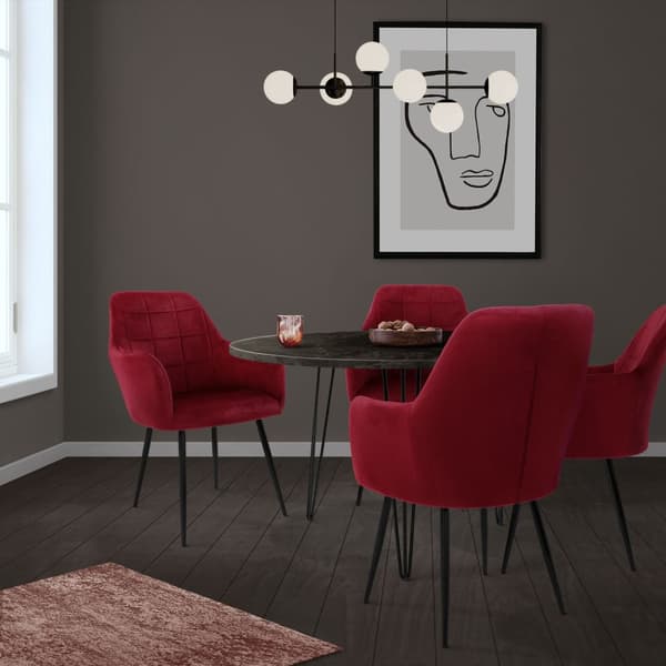 ECD Germany sarja 2 Ruokapöydän tuolit Ruokapöydän tuoli selän ja käsivarren Bordeaux velvet istuin metallivarret keittiötuolit keittiö tuoli olohuone