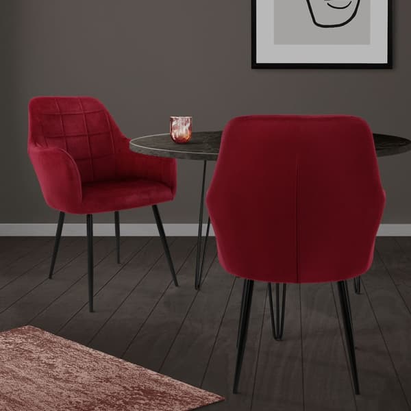ECD Germany sarja 2 Ruokapöydän tuolit Ruokapöydän tuoli selän ja käsivarren Bordeaux velvet istuin metallivarret keittiötuolit keittiö tuoli olohuone