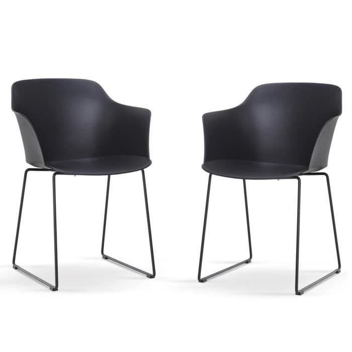 Set med 2 stolar Middags metall fot svart 58x51x82cm Black