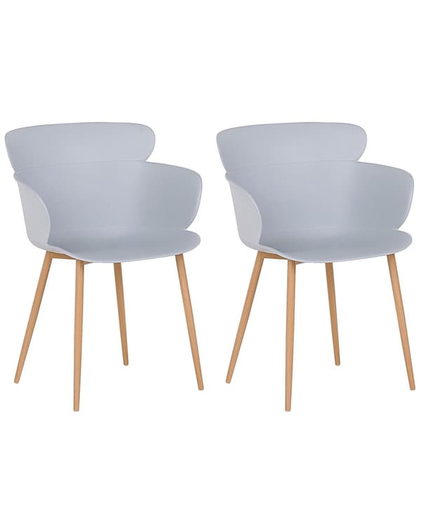 Tuoli vaaleanharmaa synteettinen materiaali 2 kpl setti metallijalat ergonominen selkänoja moderni tyyli