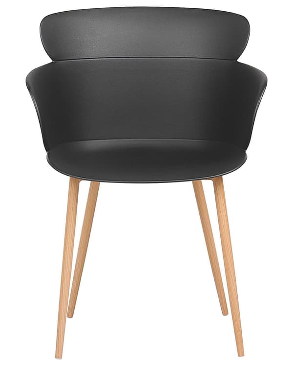 Tuoli musta synteettinen materiaali 2 kpl setti metallijalat ergonominen selkänoja moderni tyyli