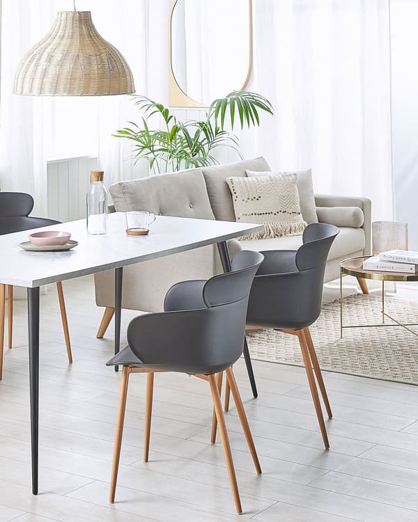 Tuoli musta synteettinen materiaali 2 kpl setti metallijalat ergonominen selkänoja moderni tyyli