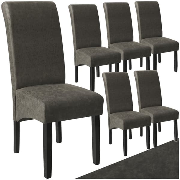 Spisebordsstol, ergonomisk - Gråmeleret,Sæt med 6 stk.