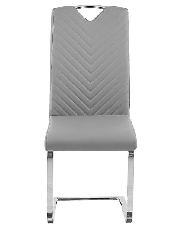 Set med 2 Matstolar Ljusgrå Konstläder Klädd Sits Hög Rygg Konsol Konferensrum Modern