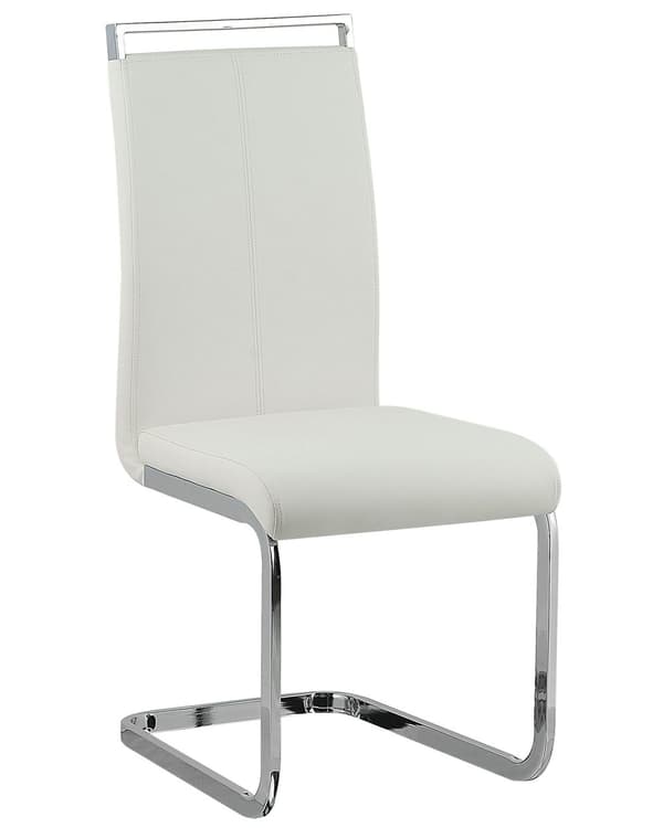 Set av 2 Matstolar Vit Konstläder Klädd Sits Hög Rygg Konsol Konferensrum Modern