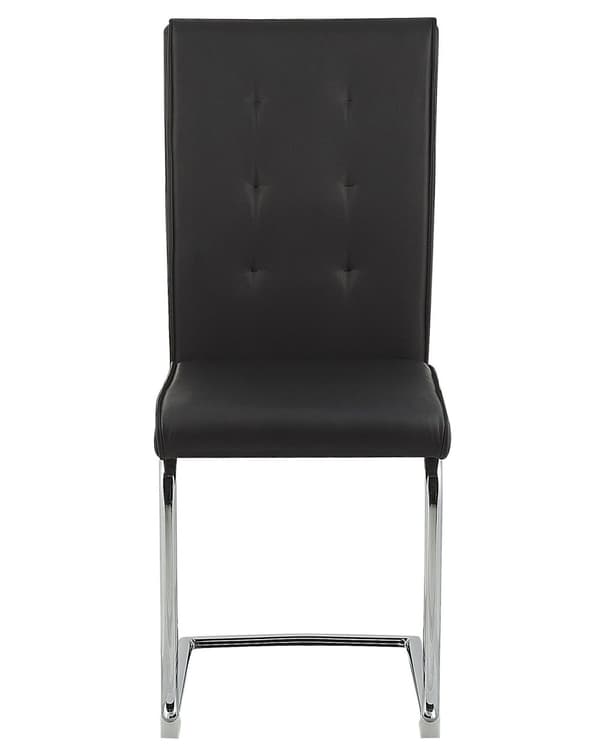 Set av 2 Klädda Stolar Svart Konstläder Konsol Retro Matsal Konferensrum