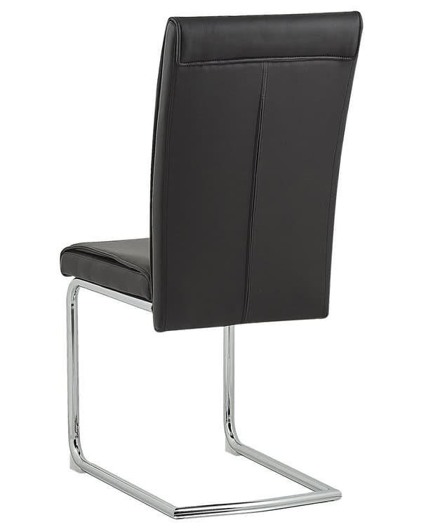 Set av 2 Klädda Stolar Svart Konstläder Konsol Retro Matsal Konferensrum