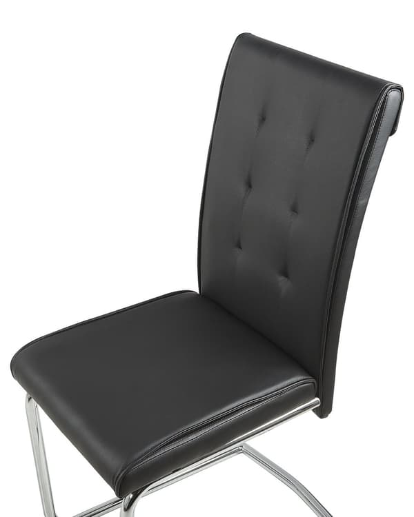 Set av 2 Klädda Stolar Svart Konstläder Konsol Retro Matsal Konferensrum