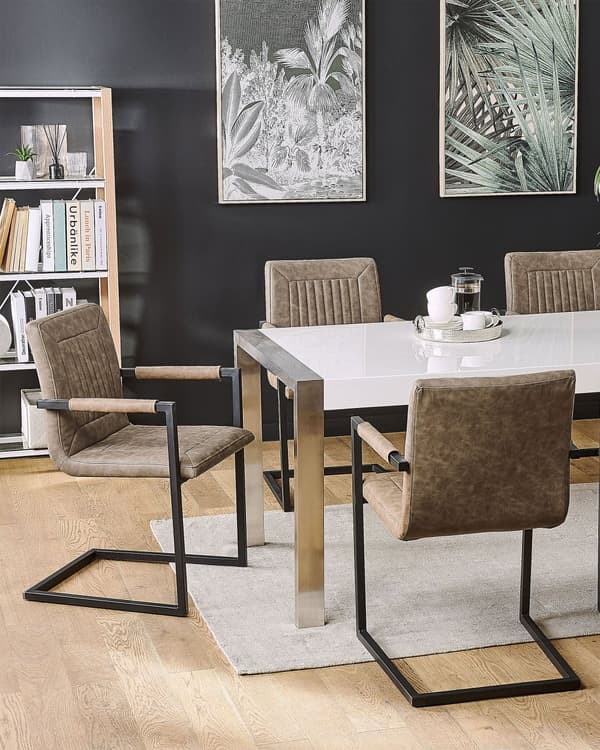 Tuoli ruskea keinonahka verhoilu 2 kpl setti työtilaan moderni tyyli