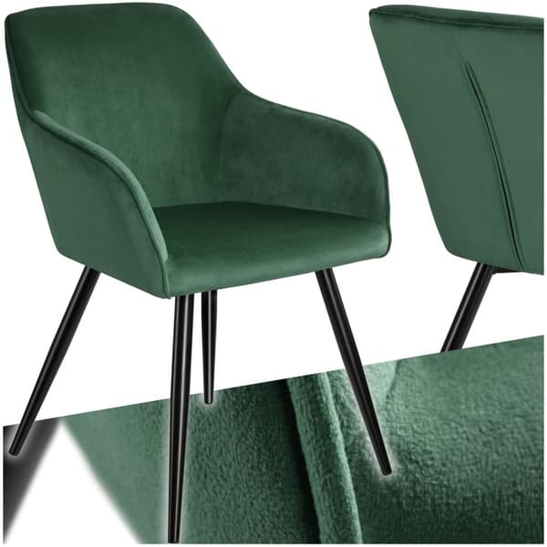 Stol Marilyn velour - mørkegrøn/sort,pr. stk.