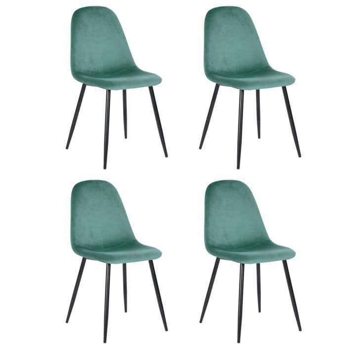Set med 4 stolar fåtölj Scandinavian Green Velvet Foot Industrial Metal Matsal Kök Vardagsrum Office