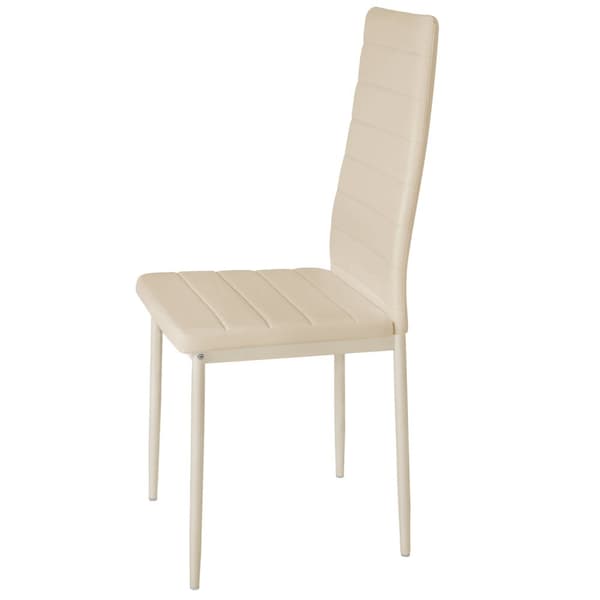 Spisebordsstol i kunstlæder, sæt - beige,Sæt med 8 stk.