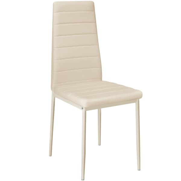 Spisebordsstol i kunstlæder, sæt - beige,Sæt med 8 stk.
