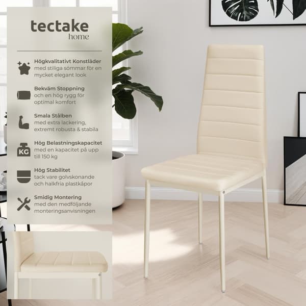 Matstolar konstläder - beige, Uppsättning om 8