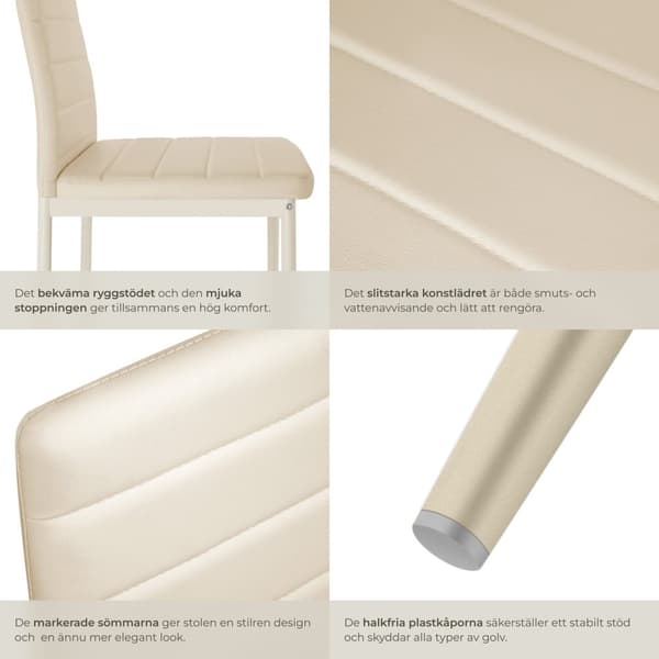 Matstolar konstläder - beige, Uppsättning om 8