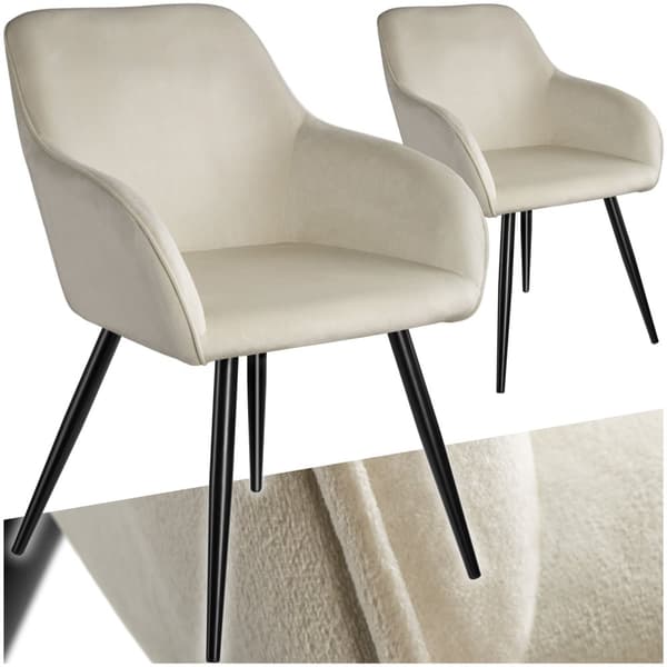 Stol Marilyn velour - creme/sort,Sæt med 2 stk.