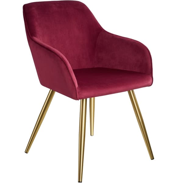 Stol Marilyn velour, guld - bordeaux/guld,Sæt med 6 stk.