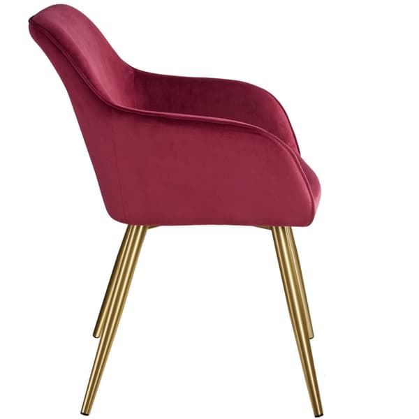 Stol Marilyn velour, guld - bordeaux/guld,Sæt med 6 stk.