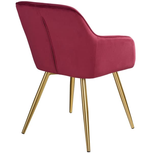 Stol Marilyn velour, guld - bordeaux/guld,Sæt med 6 stk.