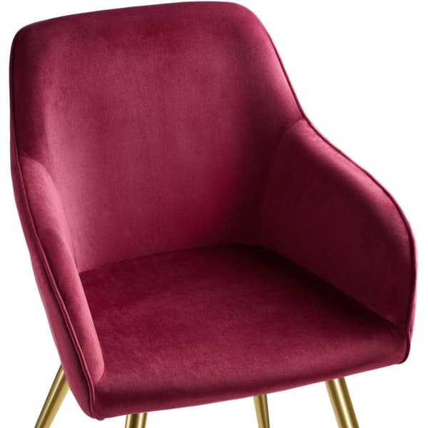 Stol Marilyn velour, guld - bordeaux/guld,Sæt med 6 stk.