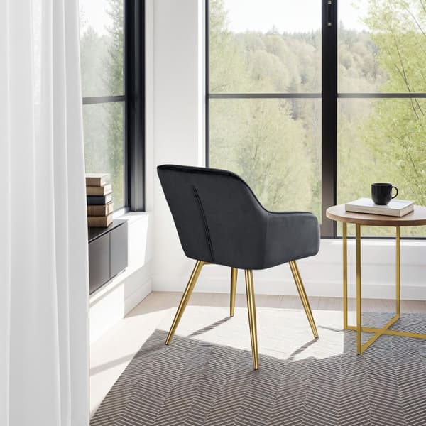 Stol Marilyn velour, guld - sort/guld,Sæt med 4 stk.