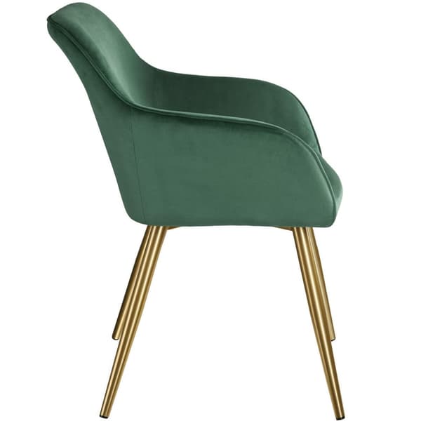 Stol Marilyn velour, guld - mørkegrøn/guld,Sæt med 2 stk.