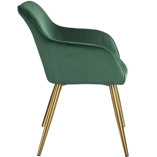 Stol Marilyn velour, guld - mørkegrøn/guld,Sæt med 4 stk.