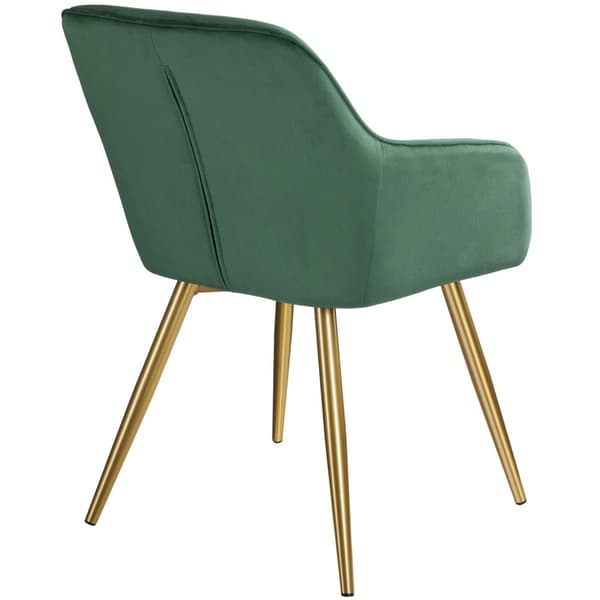 Stol Marilyn velour, guld - mørkegrøn/guld,Sæt med 4 stk.