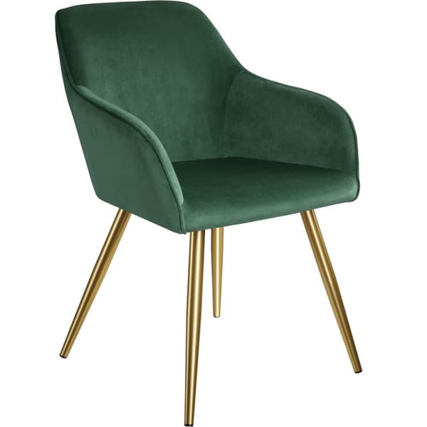 Stol Marilyn velour, guld - mørkegrøn/guld,Sæt med 4 stk.