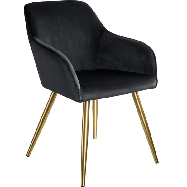 Stol Marilyn velour, guld - sort/guld,Sæt med 6 stk.