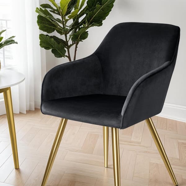 Stol Marilyn velour, guld - sort/guld,Sæt med 6 stk.