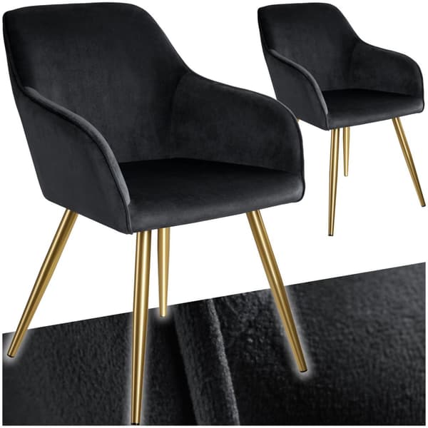 Stol Marilyn velour, guld - sort/guld,Sæt med 2 stk.