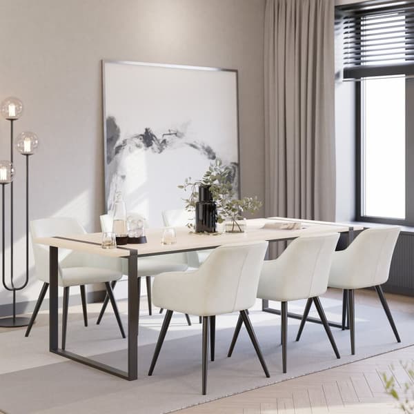 Stol Marilyn velour - creme/sort,Sæt med 8 stk.