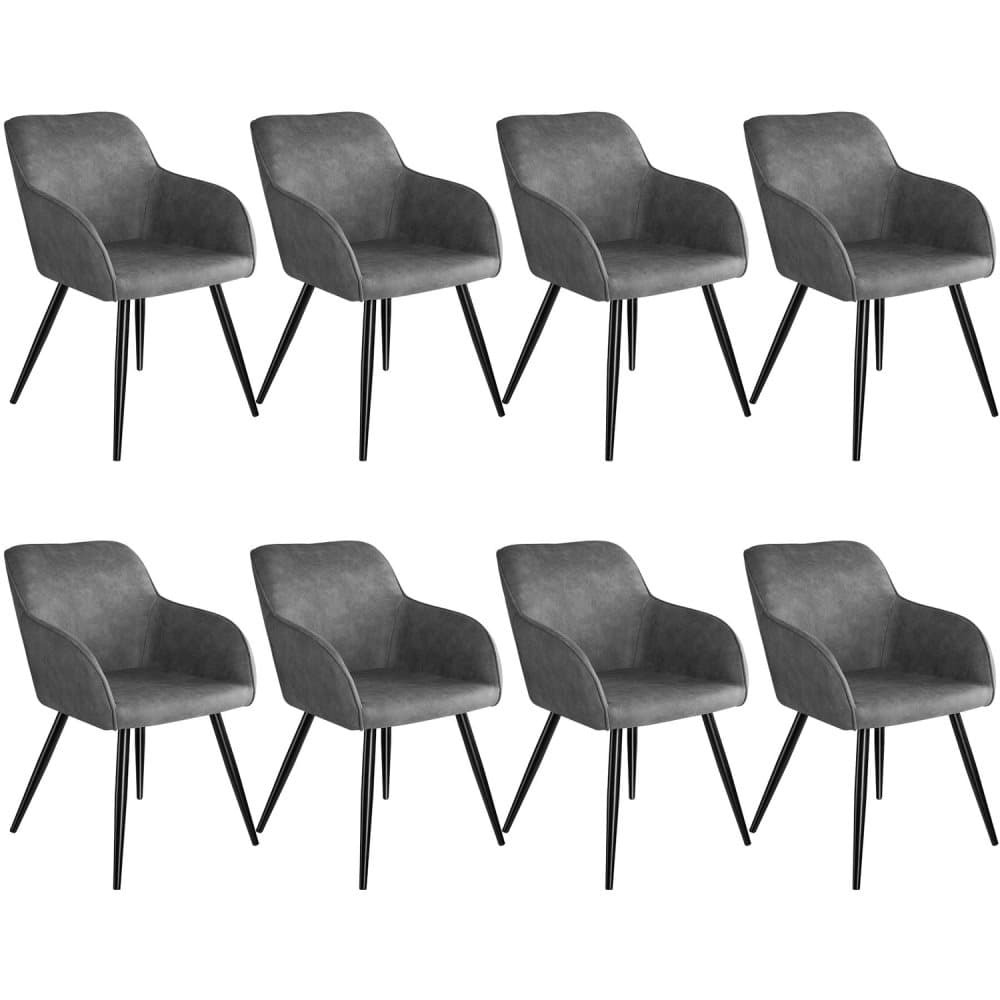 8x Stol Marilyn stof - grå/sort