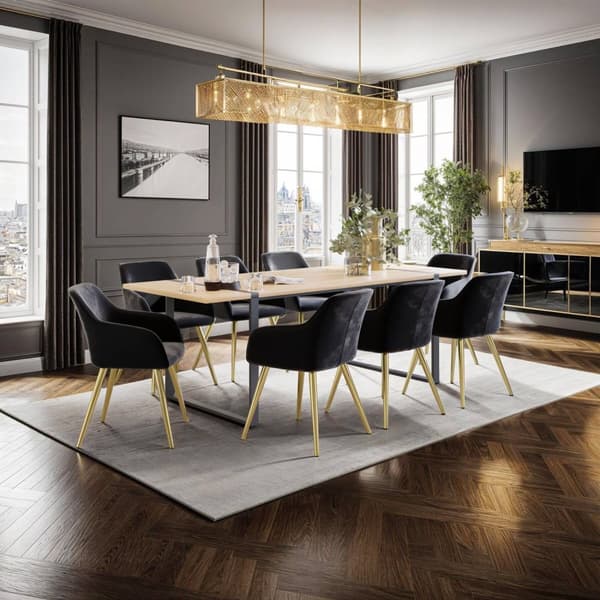 Karmstol Marilyn i guld - svart/guld, Uppsättning om 4