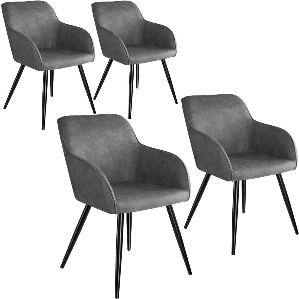 4x Stol Marilyn tyg - grå/svart